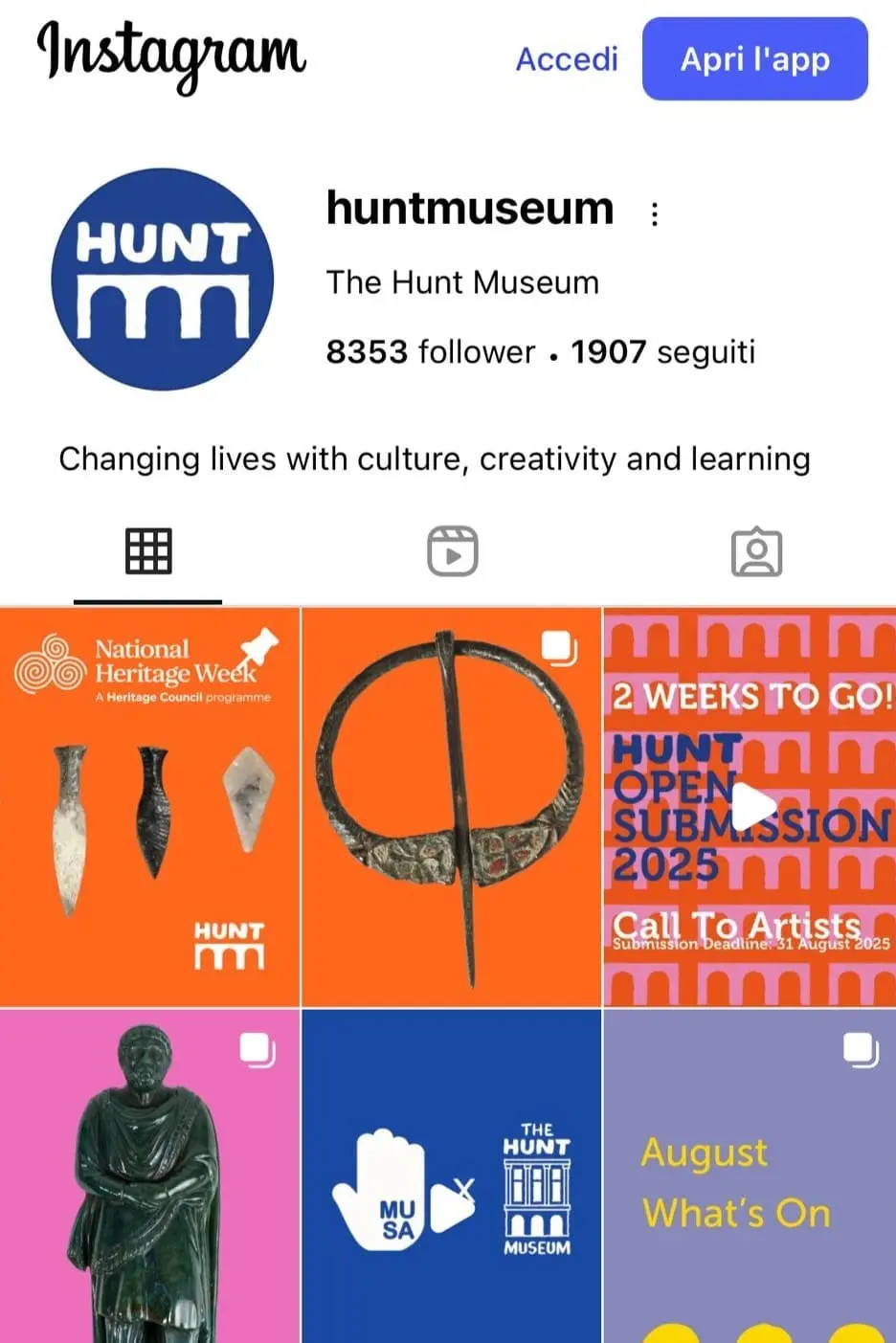 MUSA on The Hunt Museum's Instagram